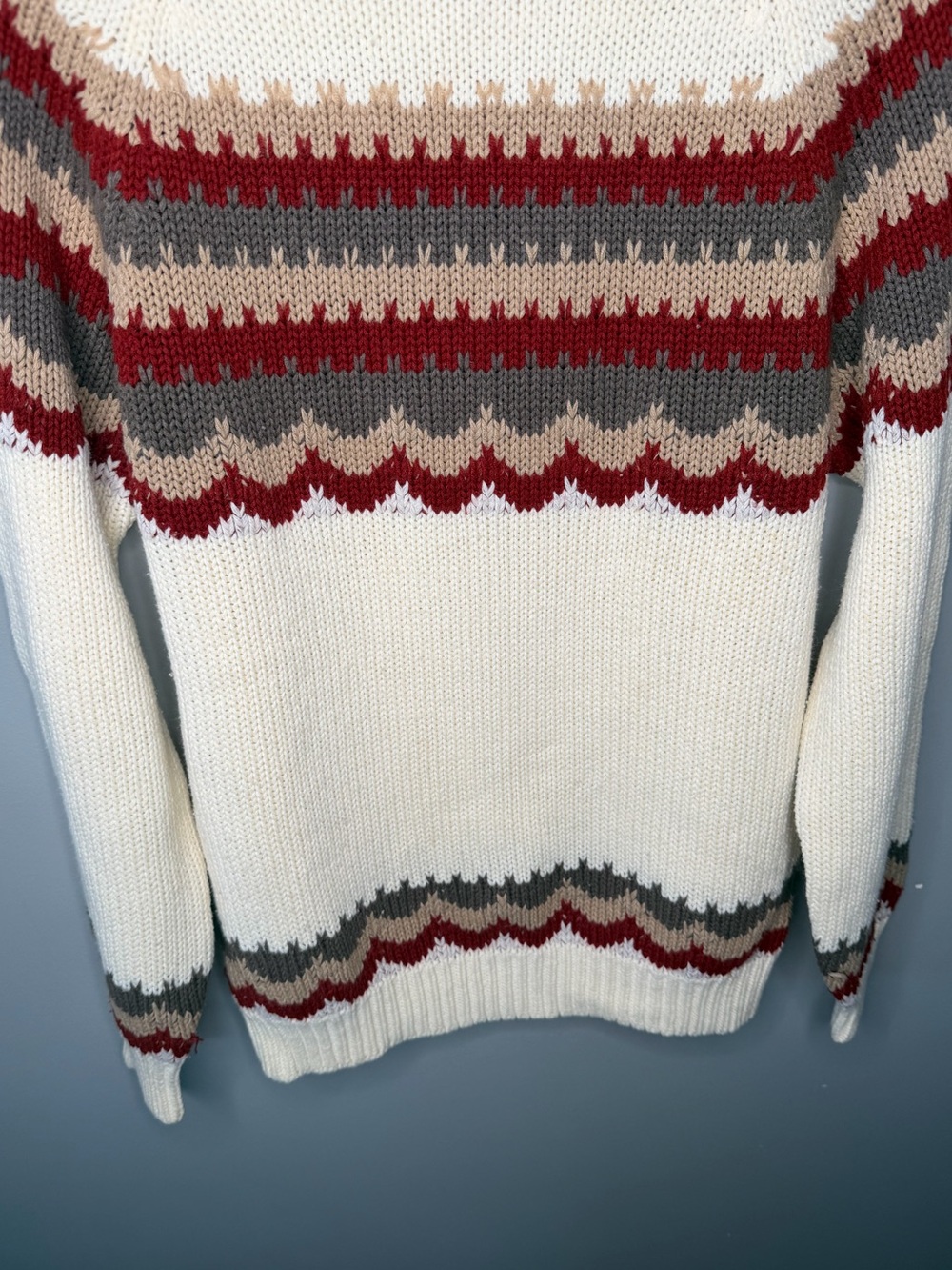 Sigallo Vintage 70s Scallop Fair Isle Acrylic Knit Sweater - Picture 5 of 9